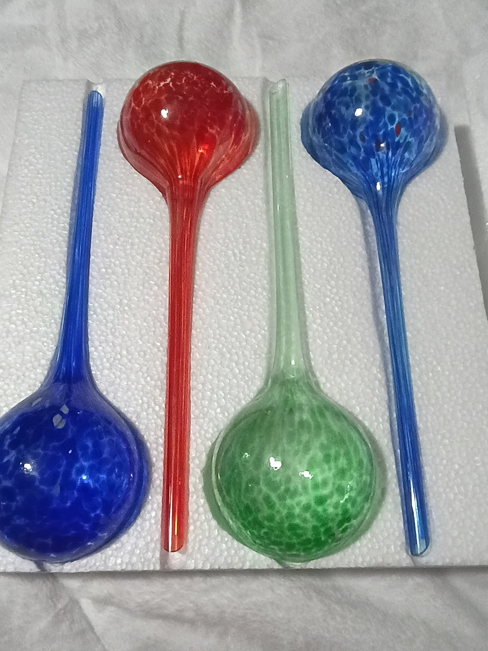 Hand blown Glass Garden Sipper - Red, Blue, Green For Large Plants